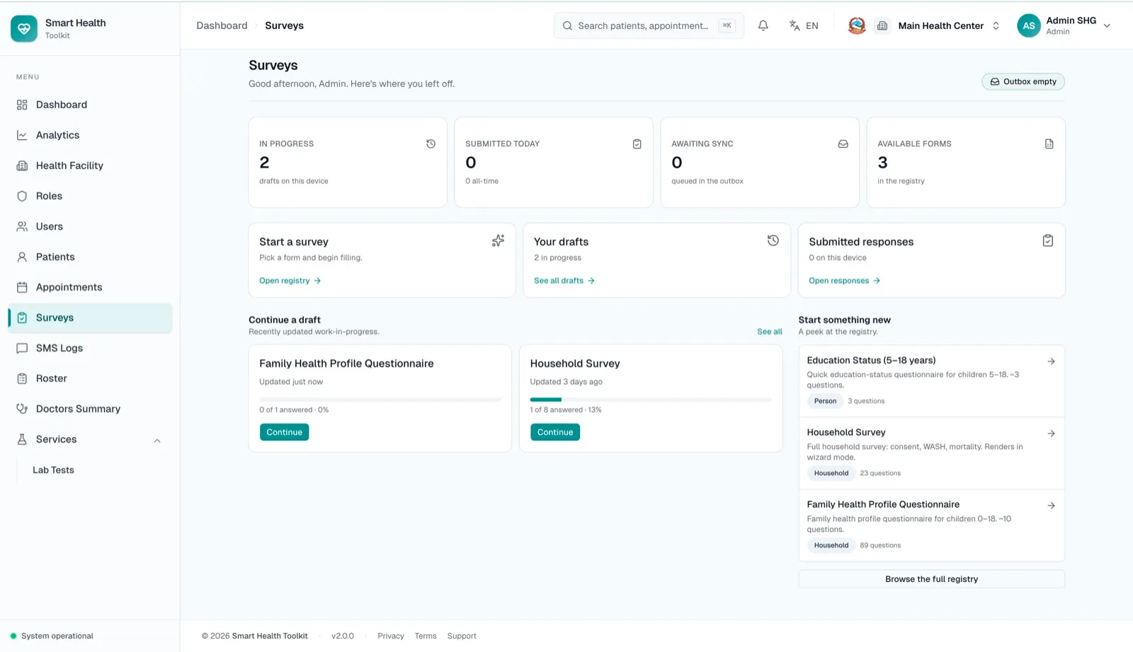 Telehealth Platform — Offline-first surveys that sync when back online